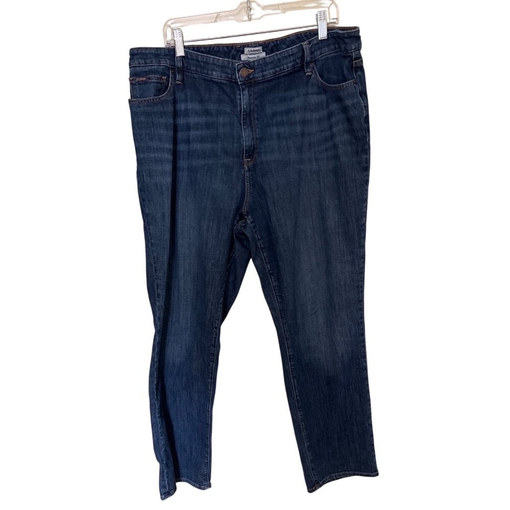 L.L.Bean Womens Favorite‎ Fit Jeans Size 20 Reg Dark Wash Denim Straight Leg